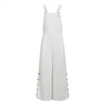 thumbnail image 2 of Christmas Gifts! SHENGXINY Women Summer Loose Linen Jumpsuits Solid Sleeveless Bib Overalls Siamese with Button Wide leg Pants Long Trousers Large Size, 2 of 3