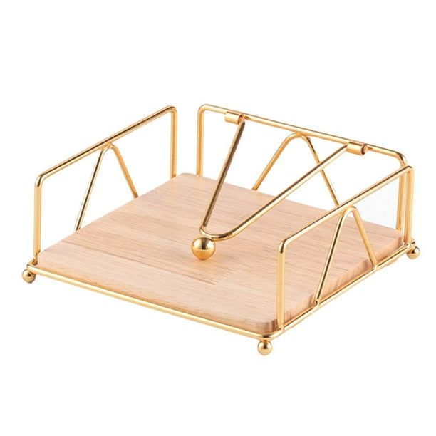 Organizador de servilletas y pañuelos de mesa, de metal, para encimera de comedor oro