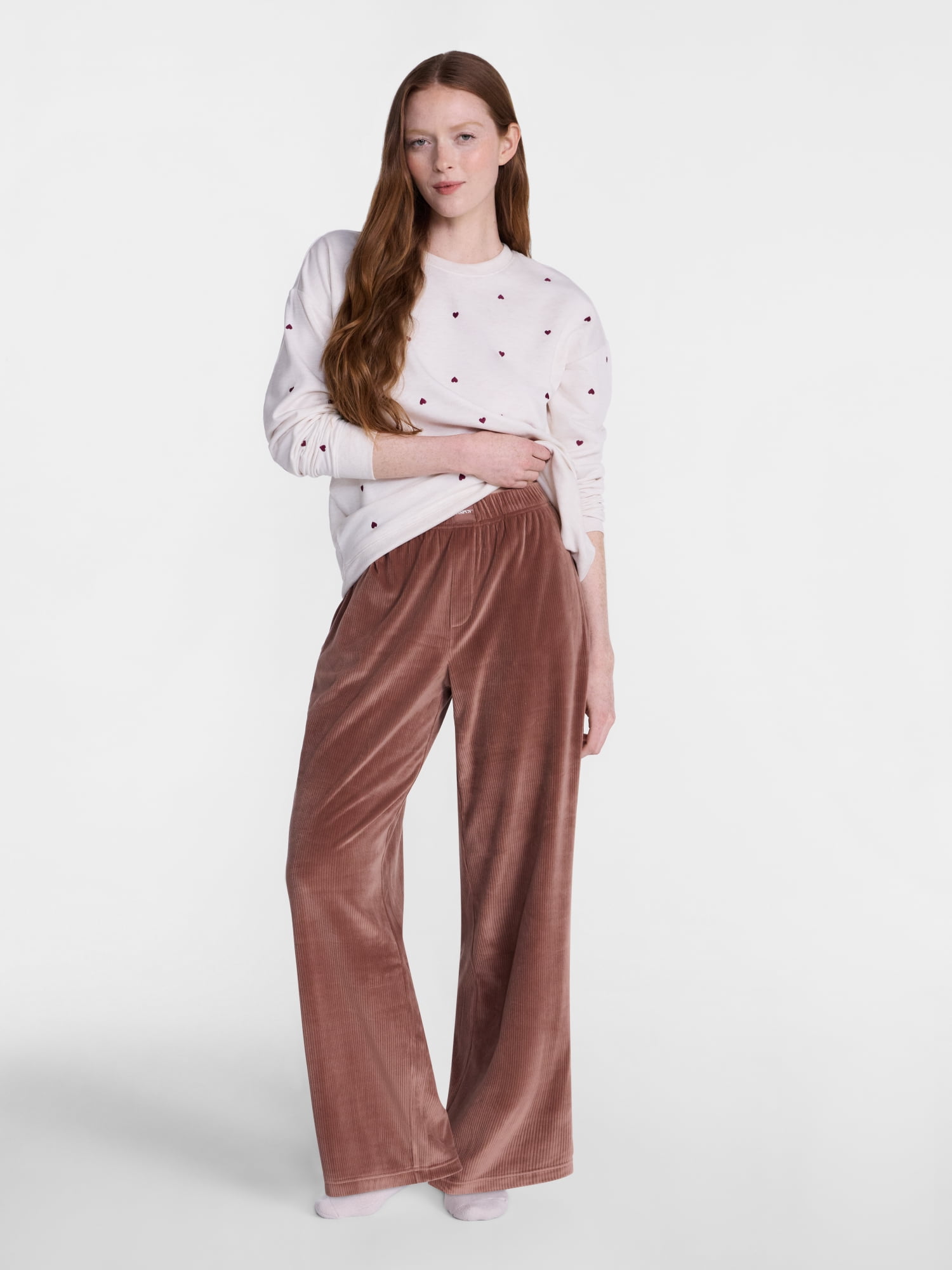 Joyspun Women's Velour Sleep Pants, Sizes XS-3X
