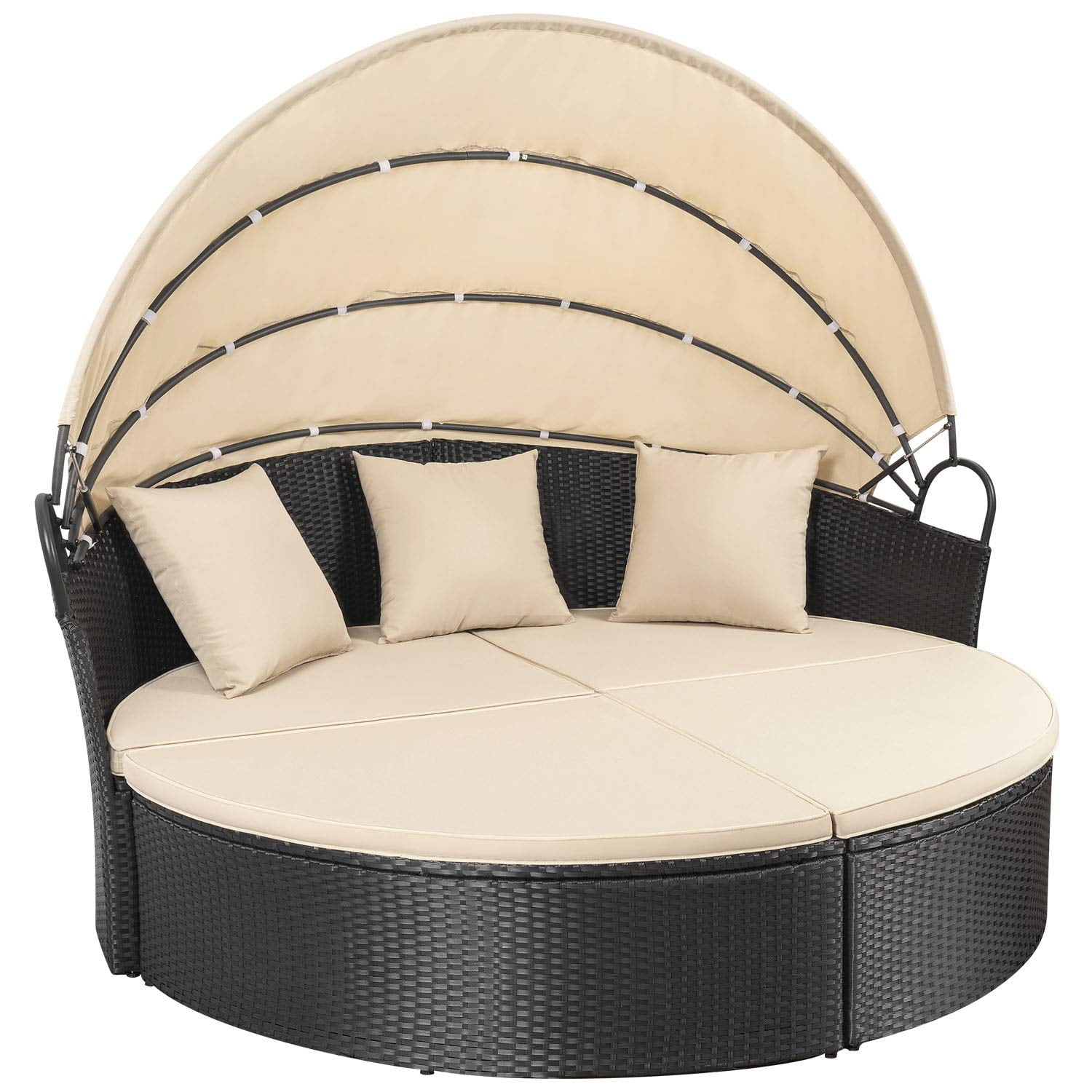 Walnew Outdoor Patio Round Daybed With, Round Patio Lounge Chair Cushions