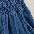 thumbnail image 5 of AceBaby Toddler Girls Summer Denim Jumpsuit 6M-4Y Sleeveless Smocked Bust Full Length Overalls, 5 of 7