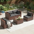 thumbnail image 5 of Techmilly Patio Furniture Sets, Modular Rattan Outdoor Patio Sectional Furniture Sofa Set, Wicker Patio Conversation Set for Backyard,5PCS, 5 of 7