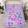 thumbnail image 2 of Homewish Kawaii Rustic Flower Queen Sheet Sets,Country Farmhouse Lodge Flat Sheet,Purple Pink Queen Fitted Sheet For Girl,Microfiber Bedroom Decor,4pcs, 2 of 7