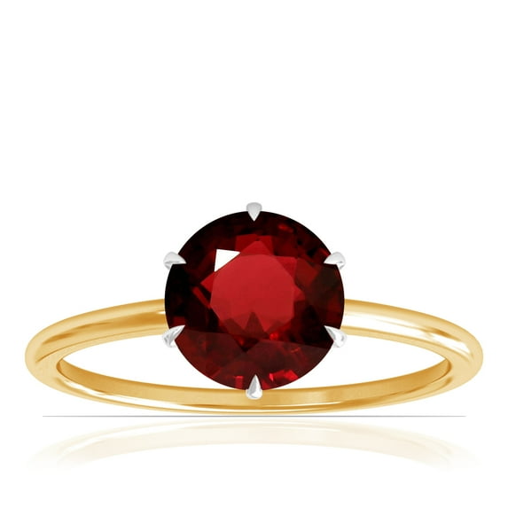 GemsNY July Birthstone - Petite Two Tone Round Ruby Solitaire Ring (Grade - AAA | 1.05cts.)