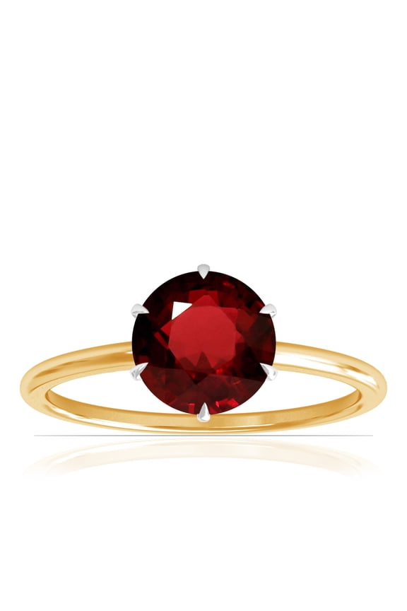 July Birthstone - Petite Two Tone Round Ruby Solitaire Ring (Grade - AAA | 1.05cts.)