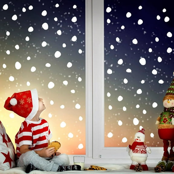 214 pcs Christmas Window Clings Double-Sided White Xmas Snowdrop Irregular Window Stickers Winter Holiday Window Decals, 9 Sheets