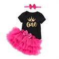 thumbnail image 2 of AURIGATE Toddler Baby Girl Skirt Newborn Infant Baby Girls Letter Crown Birthday Romper+Tutu Skirt+Hairband Sets, 2 of 5