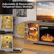 Waleaf Fireplace TV Stand with 18 Fireplace for TVs up to 65 inch, Two Adjustable Glass Shelves