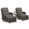 thumbnail image 3 of POCASSY 5 Pieces Patio Furniture Set with Swivel Chairs and Ottomans, High Back Deep Seat Cushioned Wicker Outdoor Conversation Set for Porch & Balcony, Brown Wicker/Gray Cushion, 3 of 11