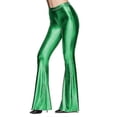 thumbnail image 1 of Women's 70s Mermaid Shiny Metallic Flare Leg Pants Hippie Metallic Pants Yoga Trousers S-2XL, 1 of 3