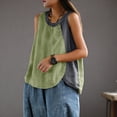 thumbnail image 5 of ShaoRunShi Cotton Linen Shirt for Womens Scoop Neck Loose Fit Tank Tops Sleeveless Summer Tee Top, 5 of 8