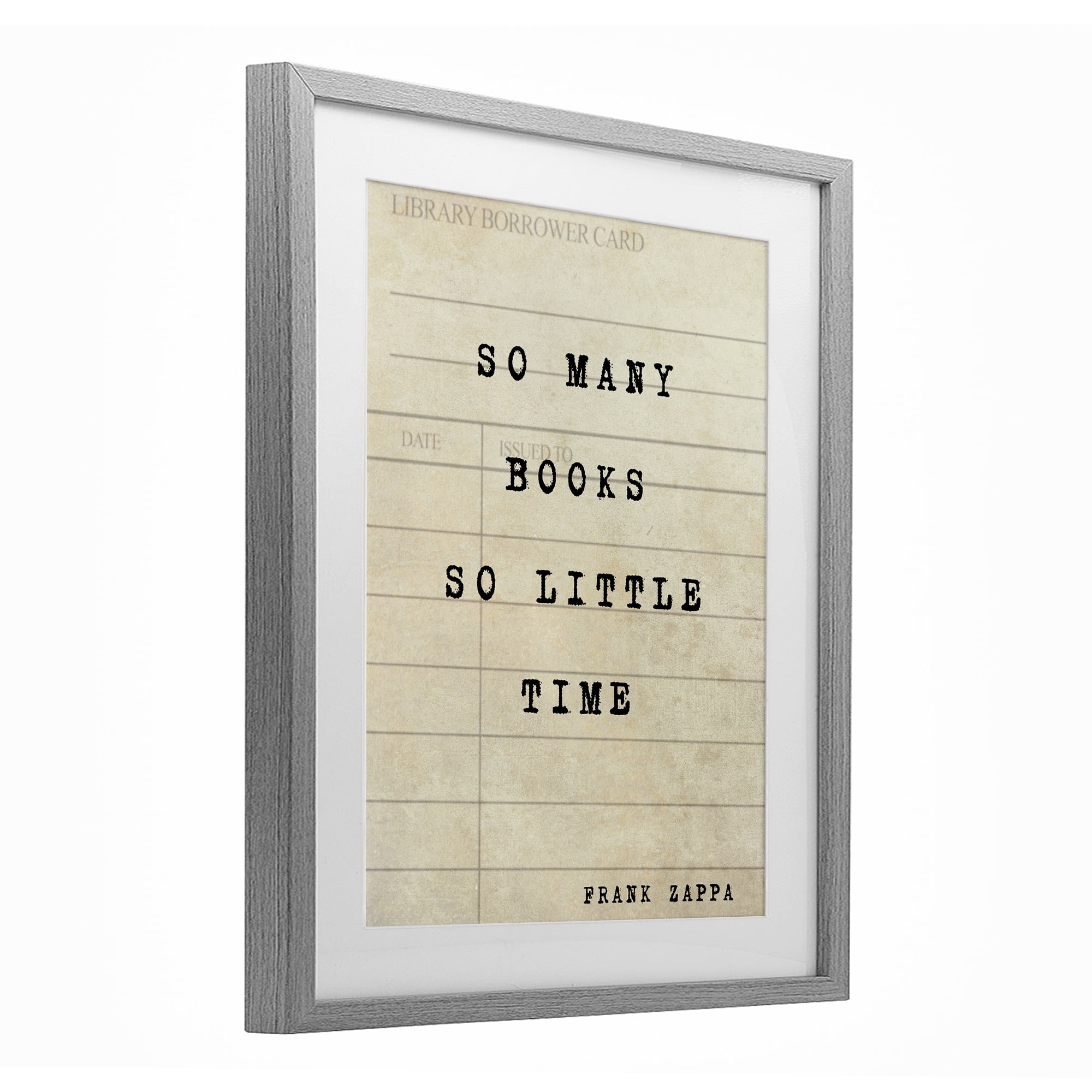 Stupell Industries Many Books & Little Time Gray Framed Print Under Glass, design by Julia Frost