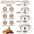 thumbnail image 5 of Walchoice Mixing Bowls with Lid Set of 4, Stainless Steel Nesting Metal Bowls for Kitchen Storage, Ideal for Preparing Cooking Serving Freezing, Size 0.7 & 1.2 & 2 & 2.5 QT - Khaki, 5 of 7