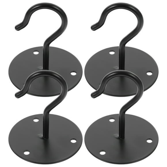 HEALEEP 4Sets Black Ceiling Hooks for Hanging Plants Plant Hanger Hooks Durable for Indoor Outdoor Use