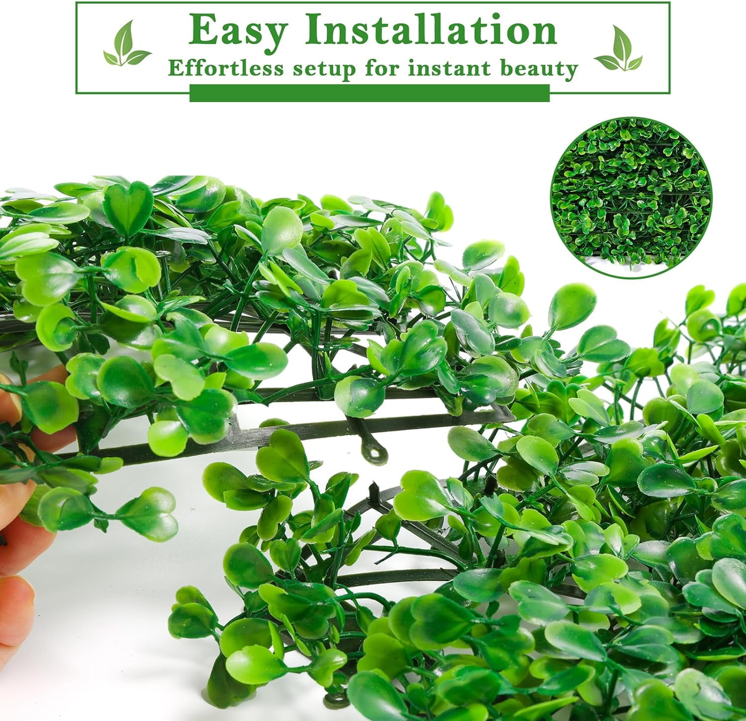 Grass Wall Panels 10 x 10 inch - Pack of 12, Artificial Boxwood Panels with 100 Zip Ties, Greenery Wall Fake Grass Wall Decor Green Wall for Garden Yard Fence Background Decoration