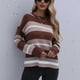 thumbnail image 3 of Suéter A Rayas Con Cuello Redondo Para Mujer, Elegante Suéter A Rayas Para Mujer Fibra De Poliéster De Color Café Transpirable Para El Trabajo Para Ir De Compras ANGGREK FB1711, 3 of 8