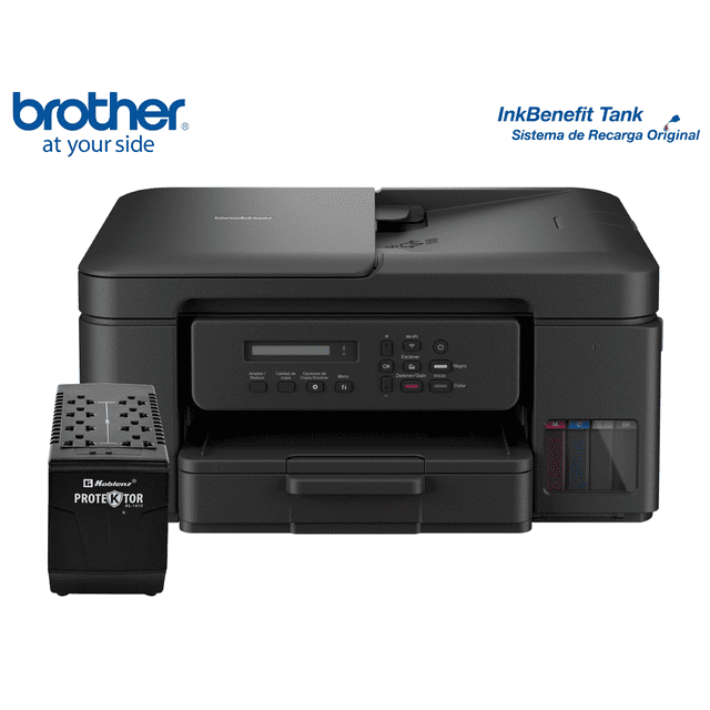 Impresora Multifuncional Brother T730 Inalambrica Sistema de Tinta Continua a Color Duplex + Regulador Protektor
