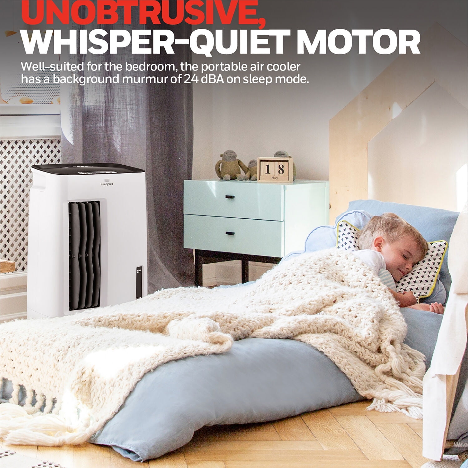 Honeywell 176 CFM Indoor Evaporative Air Cooler (Swamp Cooler) with Remote Control in White/Gray, CS071AE