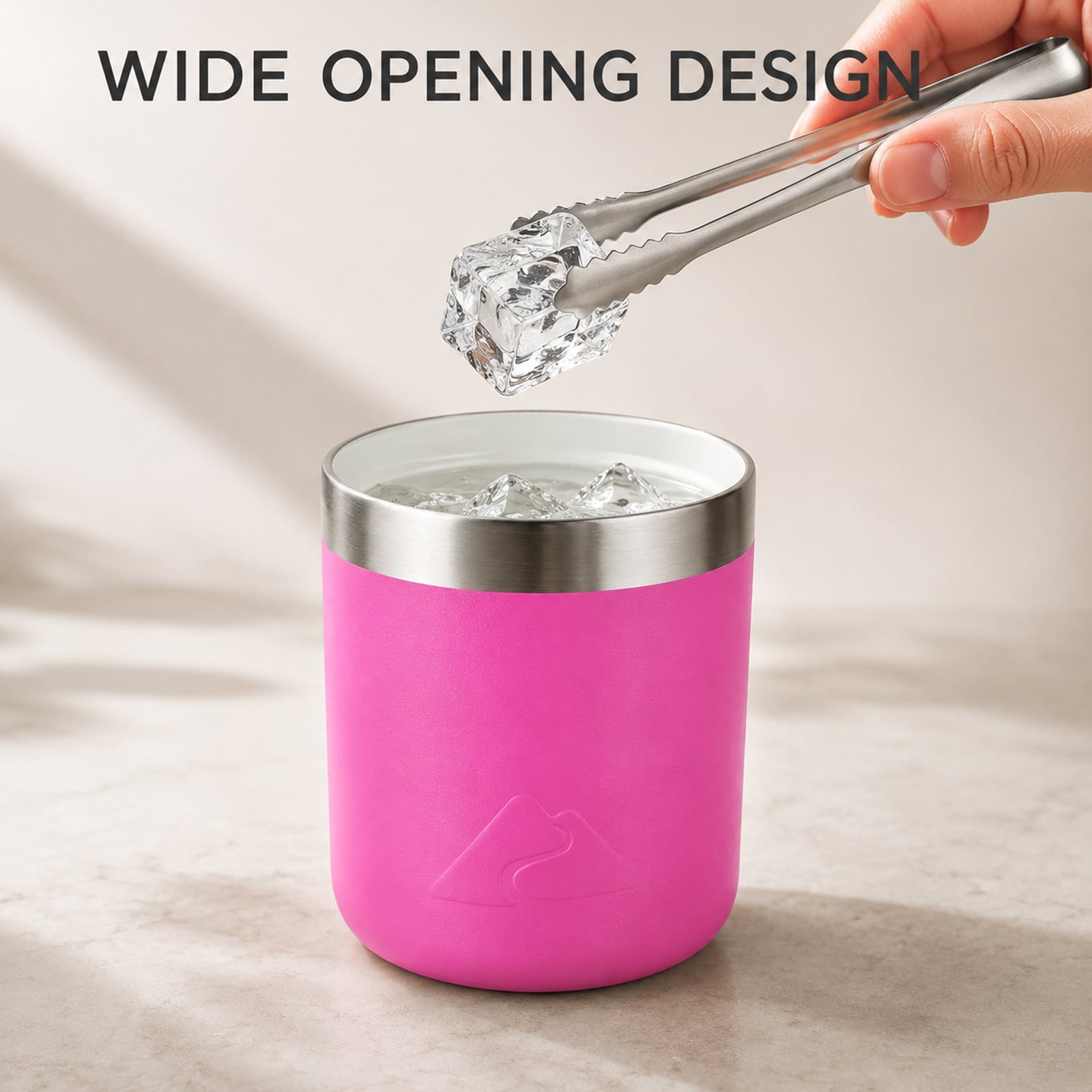 Ozark Trail 10oz Ceramic Lined Stainless Steel Lowball Tumbler with Magnetic Tritan Transparent Slider Lid, Pink