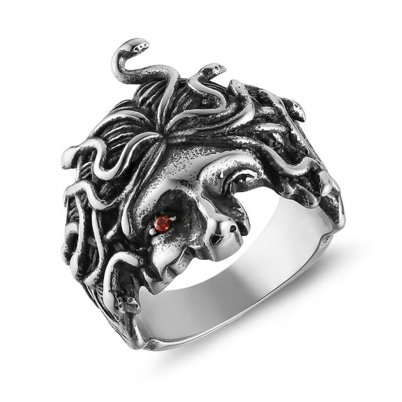 HZMAN Medusa Ring for Men Women Stainless Steel Gothic Punk Gorgon Ring Retro Greek Mythology Medusa Snake Ring Jewelry Gift (Size,7)