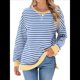 thumbnail image 3 of Sudadera Oversize para Mujer, Verano 2025, Cuello Redondo, Rayas, Larga, Aberturas Laterales, Sudaderas con Capucha Y2K Azul y XL, 3 of 10