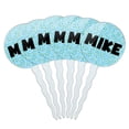 thumbnail image 1 of Mike Cupcake Picks Toppers - Set of 6 - Blue Speckles, 1 of 1