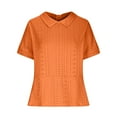 thumbnail image 5 of Timegard Womens Tops Eyelet Lapel Neck Back Button Short Sleeve Comfy Blouse Dressy Casual Tee Tops, 5 of 6