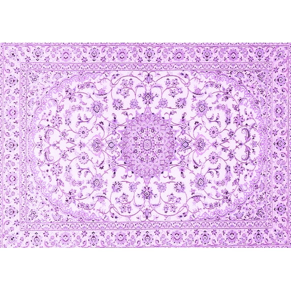 Ahgly Company Indoor Rectangle Medallion Purple Traditional Area Rugs, 2' x 5'