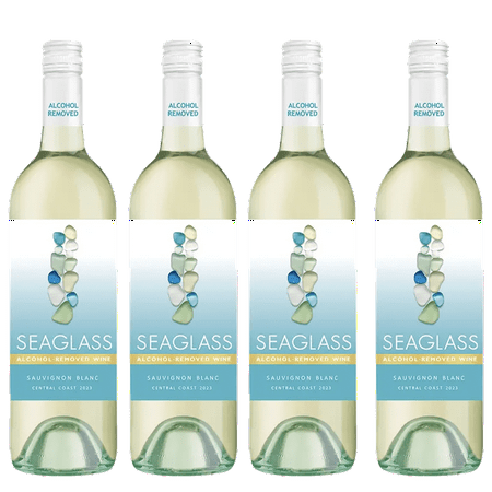 Seaglass Alcohol-Removed Sauvignon Blanc – Crisp, Clean & Refreshing Non-Alcoholic White Wine with Lemongrass, Melon & Citrus Aromas – 750ml Bottles - 4 Pack
