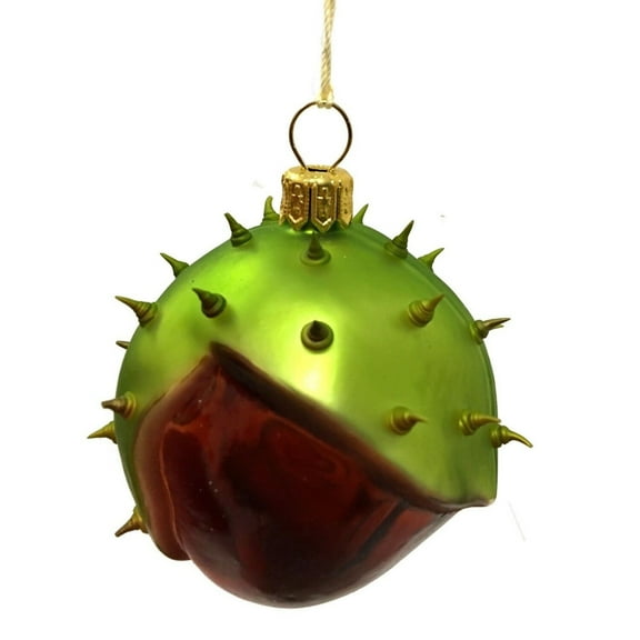 Thorny Chestnut Polish Glass Christmas Tree Ornament Nut Food Made in Poland