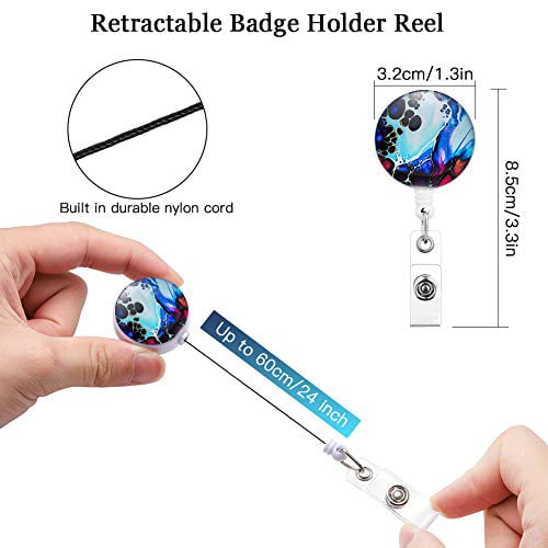 Sparkling Star ID Name Badge Holder with Belt Clip Artscope 10 Pack Retractable Badge Reel Holder 24 inch Retractable Cord Nurse Badge Clip 