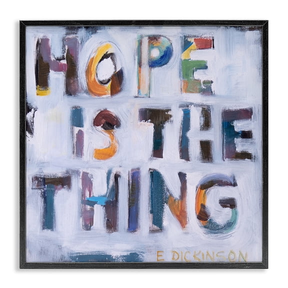 Stupell Industries Modern Hope Is the Thing Motivational Dickinson Phrase Abstract Black Framed Giclee Art, 12 x 12, by Susanne Marie