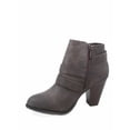thumbnail image 2 of Women's Round Toe Faux Leather Strappy Buckles High Heel Ankle Booties, 2 of 2