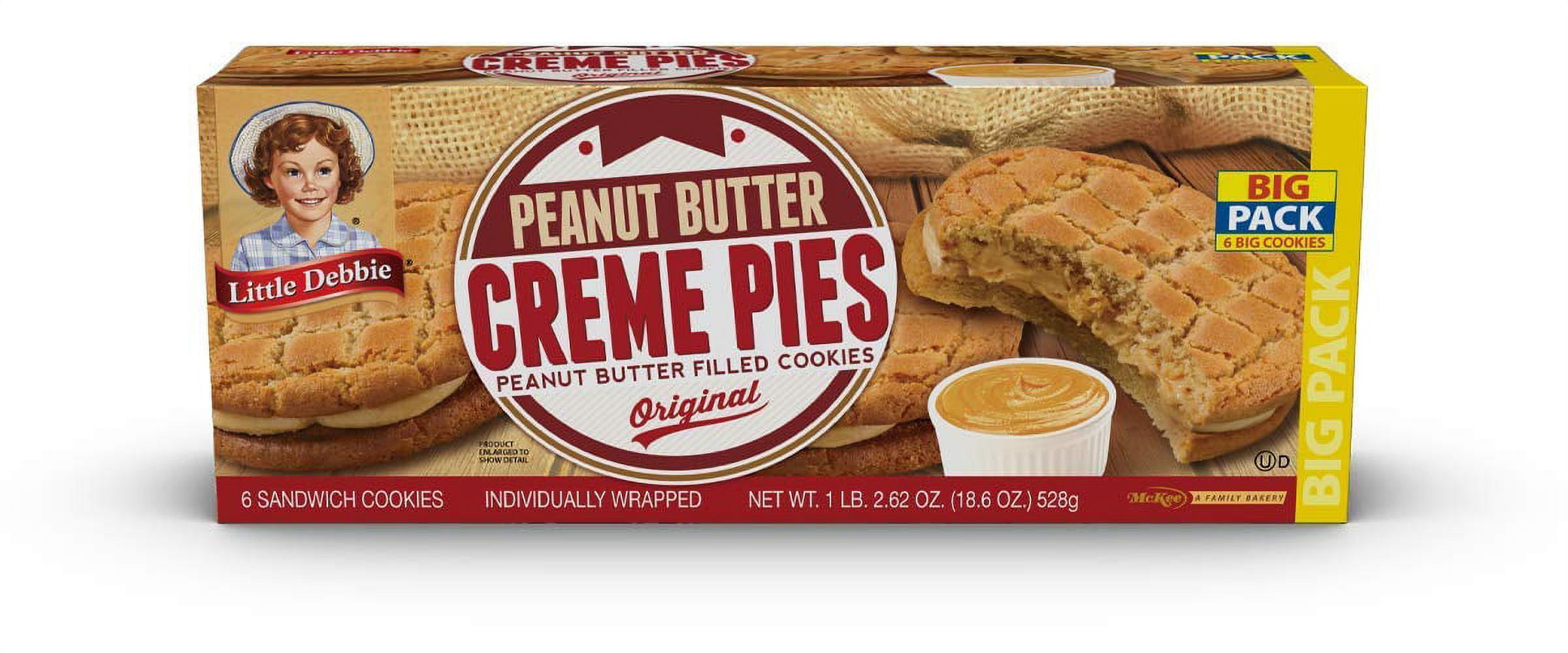 Little Debbie Peanut Butter Creme Pies, 9 Big Pack Boxes, 54 Individually Wrapped Sandwich Cookies