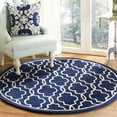 thumbnail image 2 of SAFAVIEH Chatham Jaymz Geometric Wool Area Rug, Dark Blue/Ivory, 5' x 5' Round, 2 of 10