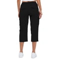 thumbnail image 3 of WCMZJ Womens Cargo Capris with Pockets Loose Fit Casual Capri Pants Drawstring Lightweight Ladies Baggy Cargo Pants for Hiking Black XXL, 3 of 5