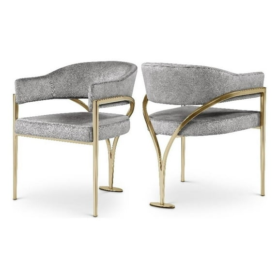 Pemberly Row Contemporary Grey Velvet Dining Chair (Set of 2)