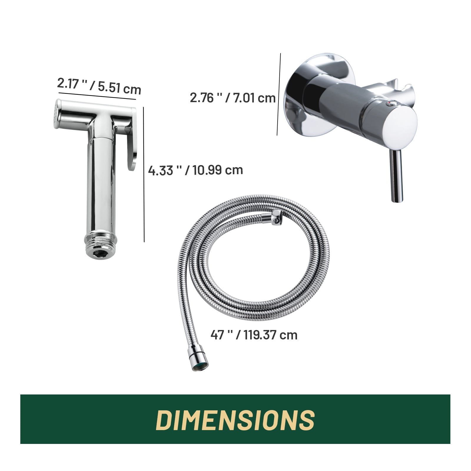 Cobbe Wall Mounted Adjustable Temperature Handheld Bidet Sprayer for Toilet Bathroom Toilet Bidet Attachment for Wash Chrome