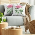 thumbnail image 5 of Ambesonne Nature Throw Pillow Cover 2 Pack, Vintage Peony, 24", Pink White Green, 5 of 7