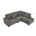 thumbnail image 4 of Modern L-Shaped Sectional Sofa, 3 Seats Corduroy Upholstered Modular Couch With Convertible Chaise Lounge For Living Room Office Apartment, 4 of 14