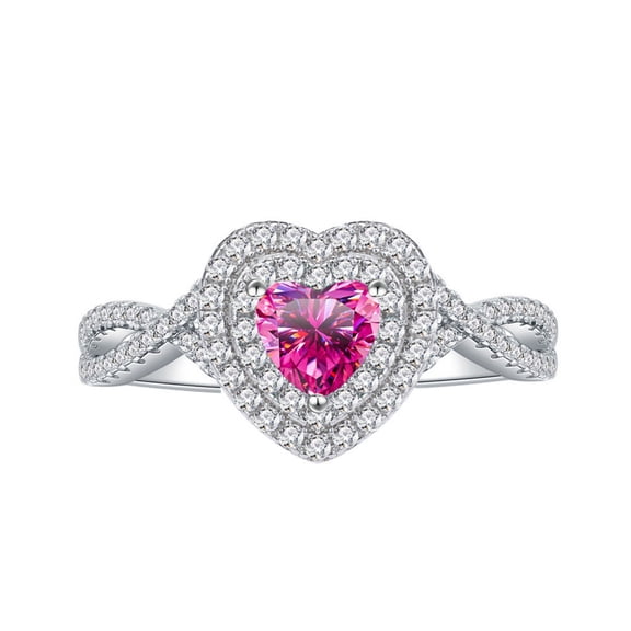 Moissanite Wedding Bands for Women 1ct Heart Cut D Color VVS1 White/Green/Pink Diamond Rings Moissanite Engagement Rings with Certificate