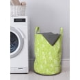 thumbnail image 3 of Leaf Laundry Bag, Pattern with Leaves in the Springtime Greenery Bushes Ecology Garden Growth, Basket with Handles Drawstring Closure for Laundromats, 13" x 19", Apple Green White, by Ambesonne, 3 of 4