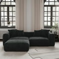 thumbnail image 3 of The Magic Home 2-Seater Convertible Modular L-Shaped Corduroy Sectional Sofa, Black, 3 of 10