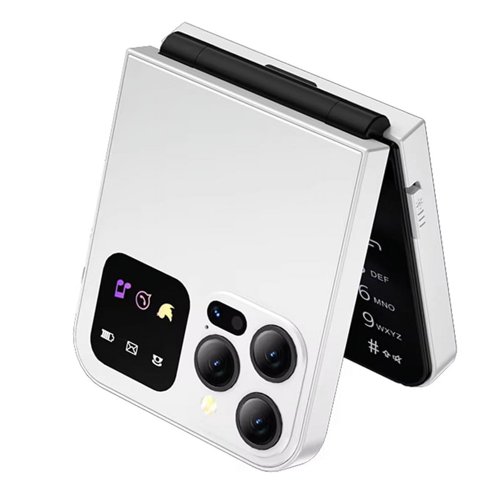 A50 Pro Flip Phone Dual SIM Card GSM Automatic Call Recording 2.4 Inch Screen Foldable Mobile Phones Type-C White