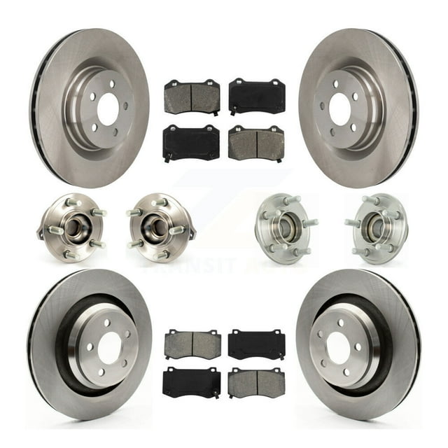 Transit Auto Front Rear Hub Bearings Assembly Disc Brake Rotors and Semi-Metallic Pads Kit (10Pc) for Car Dodge Chrysler 300 Charger Challenger - Left Right Side (Driver Passenger) KBB-109637