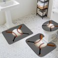 thumbnail image 3 of Baseball Bathroom Rugs Set Sports Gray Background Cartoon Non Slip Absorbent Soft Bath Mats 3 Piece Set with Bathroom Rug, U-Shaped Floor Mat, Toilet Seat Cover Small Size, 3 of 9