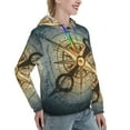 thumbnail image 2 of Yiaed Vintage Compass Print Womens Casual Hoodies Crew Neck Long Sleeve Sweatshirts With Pocket Pullover Tops Women's Hooded Sweatshirt-X-Large, 2 of 5