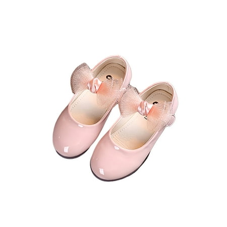 

Seyurigaoka Girls Leather Shoes Soft Sole Flat Shoes with Decorative Bow Knot