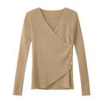 thumbnail image 4 of Ediodpoh Womens Sweaters Soft Ribbed Knit Pullover Neck Casual Comfortable for Everyday Wear Versatile Khaki, 4 of 4