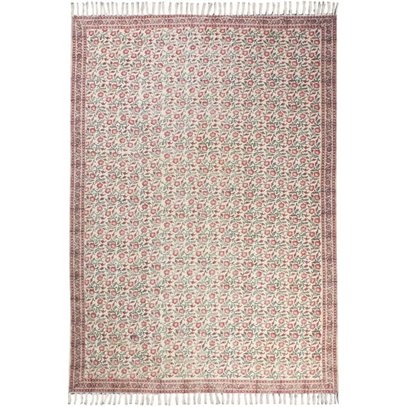 Casavani Handmade Cotton Entrance Area Rug, Red 4x4 Ft